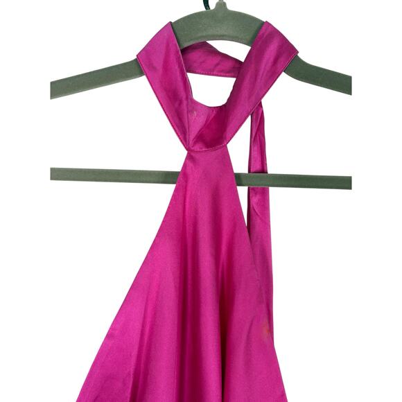 Retrofete Jagger Halter Silk Dress Satin Formal Party Gala Pink Lime Ombre Small - Picture 6 of 14